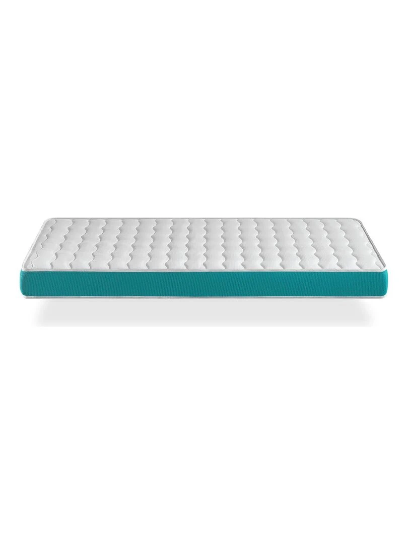Matelas bebe 70x140 EKOZEN mousse  Epaisseur 11 cm Respirante et ergonomique. Fermete ideal   Blanc Vert