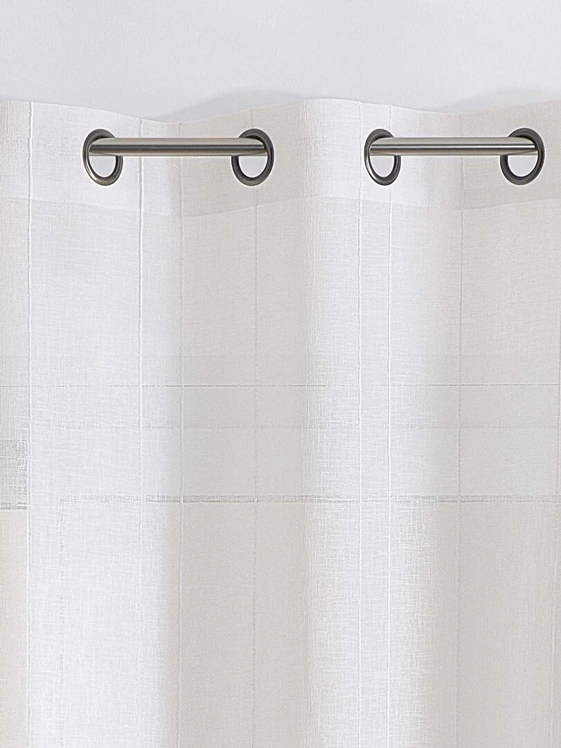 Voilage tamisant uni à fines rayures   Blanc cassé