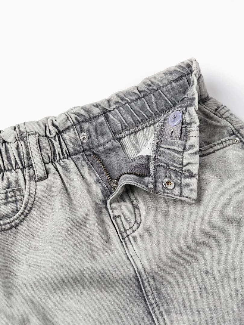 Jupe en jean en coton avec taille paperbag pour fille  THE WAVE TRIBE   Gris