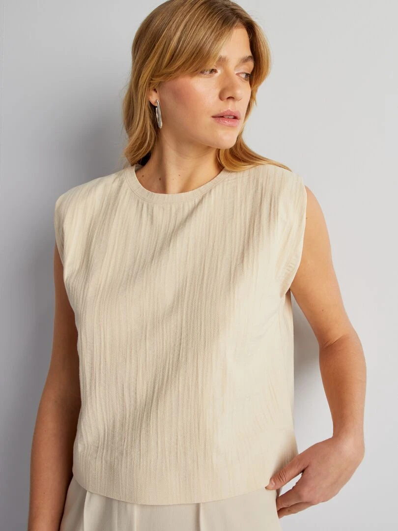 T shirt sans manches avec épaulettes Beige