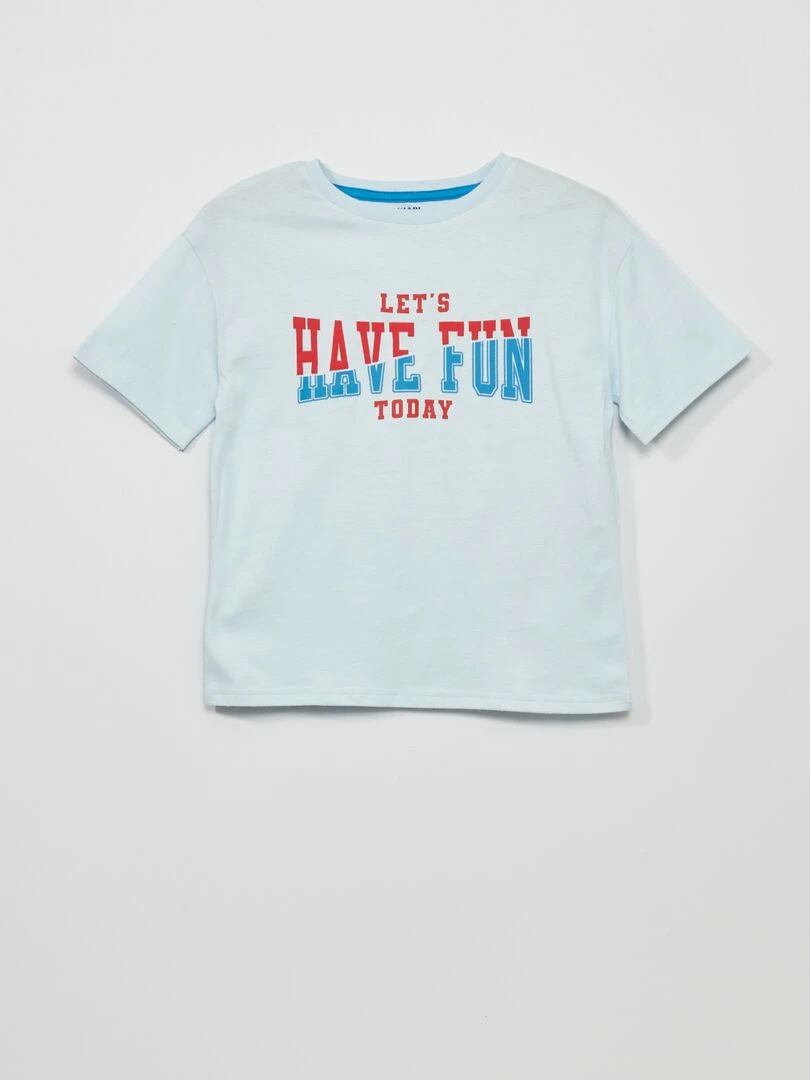 T shirt avec message Bleu ciel