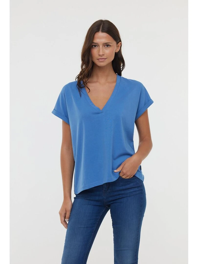 Lee Cooper T Shirt manches courtes coton loose ALYS MC Bleu céladon