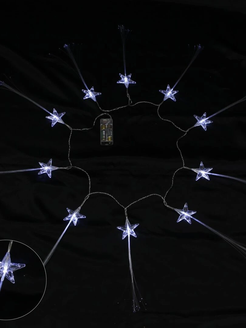 Guirlande lumineuse interieure 10 etoiles fibre optique Blanc