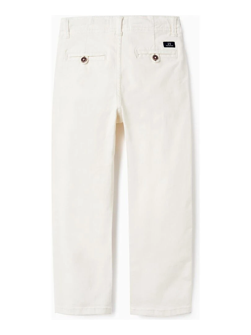 Pantalon Chino en Sergé de Coton pour Garçon 'Slim Fit' BROTHERS&SISTERS Blanc