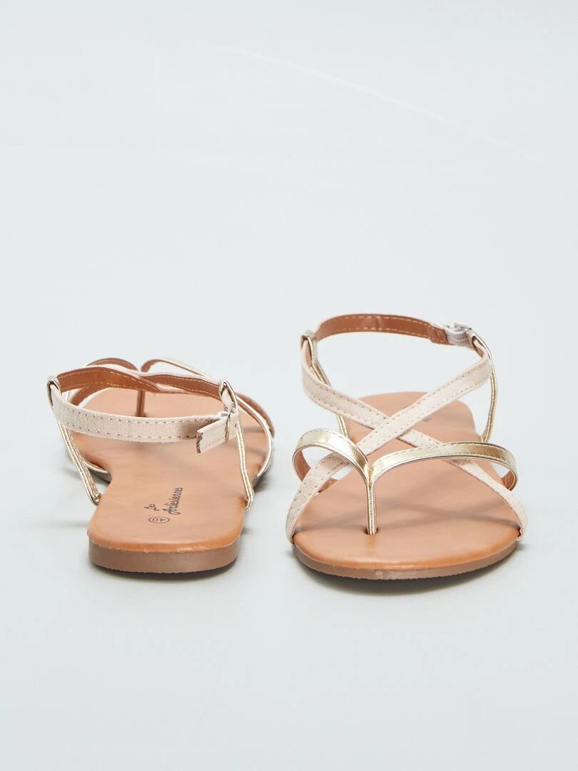 Sandales plates croisées   Doré