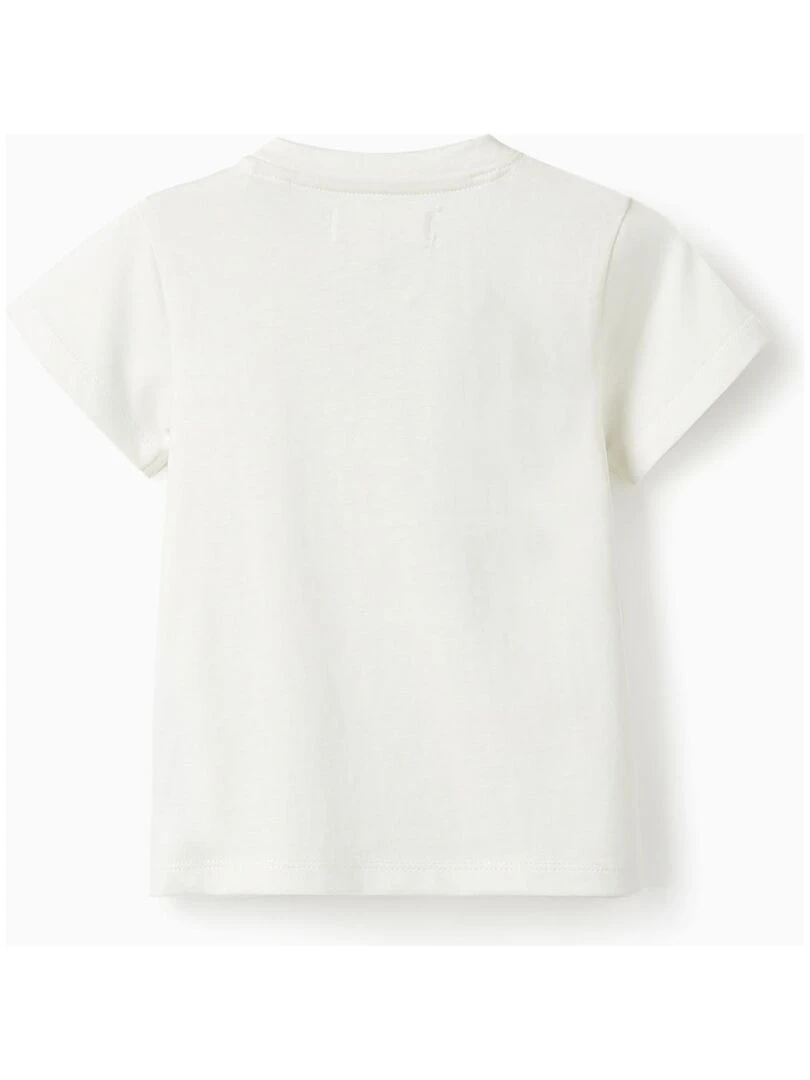 T shirt en coton pour bébé garçon 'Positive' manches courtes Blanc