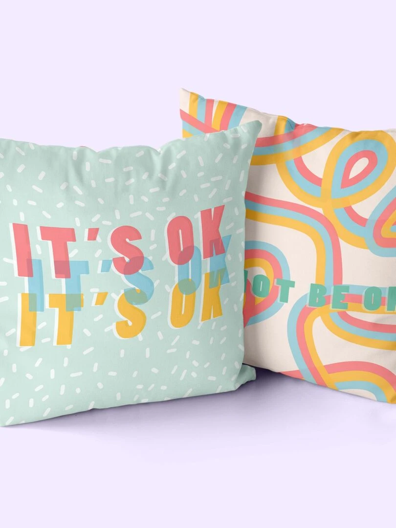 Housse de coussin décoratif Okay "Happyfriday"   Blanc