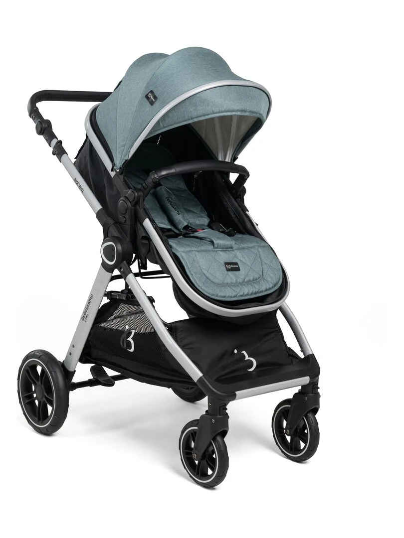 BEBELISSIMO   Poussette combinée trio 3 en 1   siège auto 0m   jusqu’à 22kg – Nicea   vert   Vert