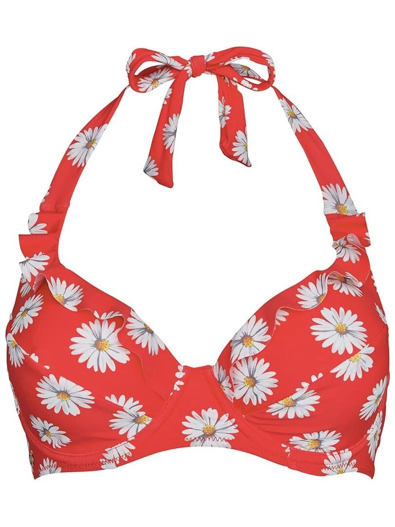 Haut de maillot à armatures FLORAL Brigitte Bardot Bain Rouge