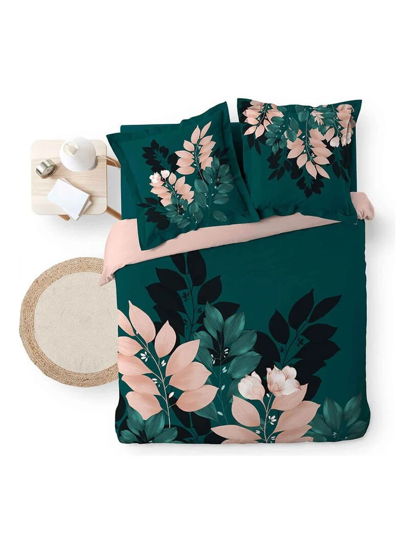 Housse de couette 240x220 Belline + 2 taies coton 42 fils   Bleu