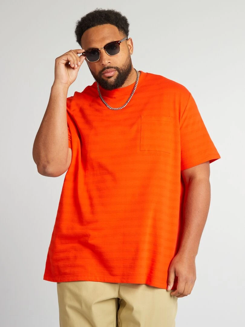 T shirt en matière fantaisie Orange