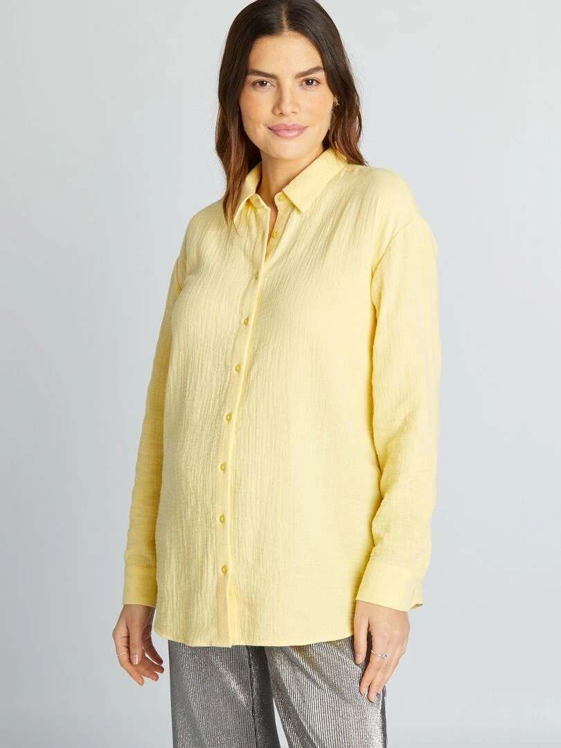 Chemise en gaze de coton d'allaitement   Jaune