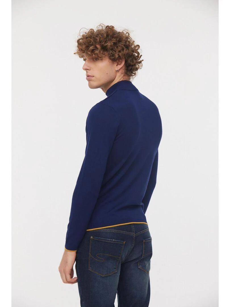 Lee Cooper   Pull manches longues viscose slim COLEO   Bleu marine