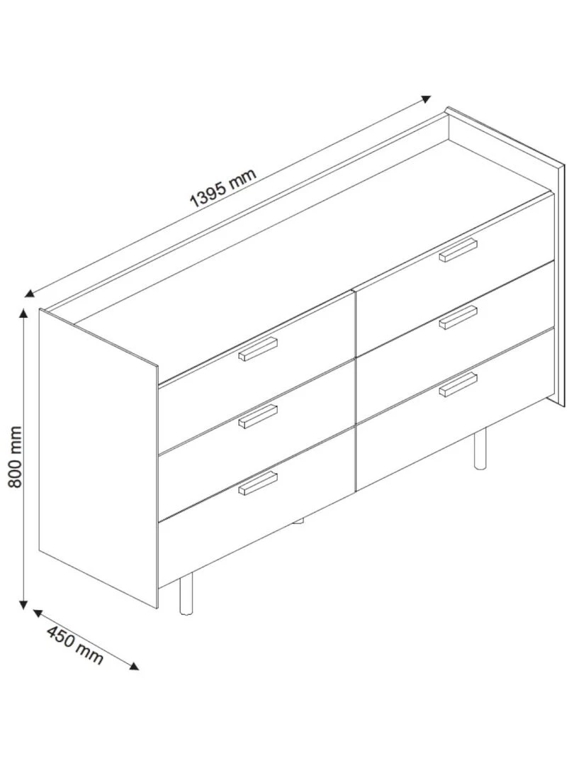 Commode 6 tiroirs Miko   AKITEN RETAIL   Noir Marron
