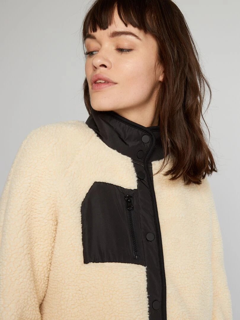Blouson en sherpa Beige/noir