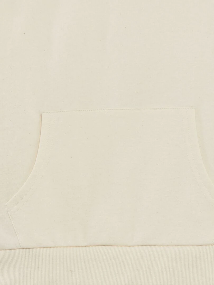 Tee shirt épais en coton avec poche kangourou   Ecru