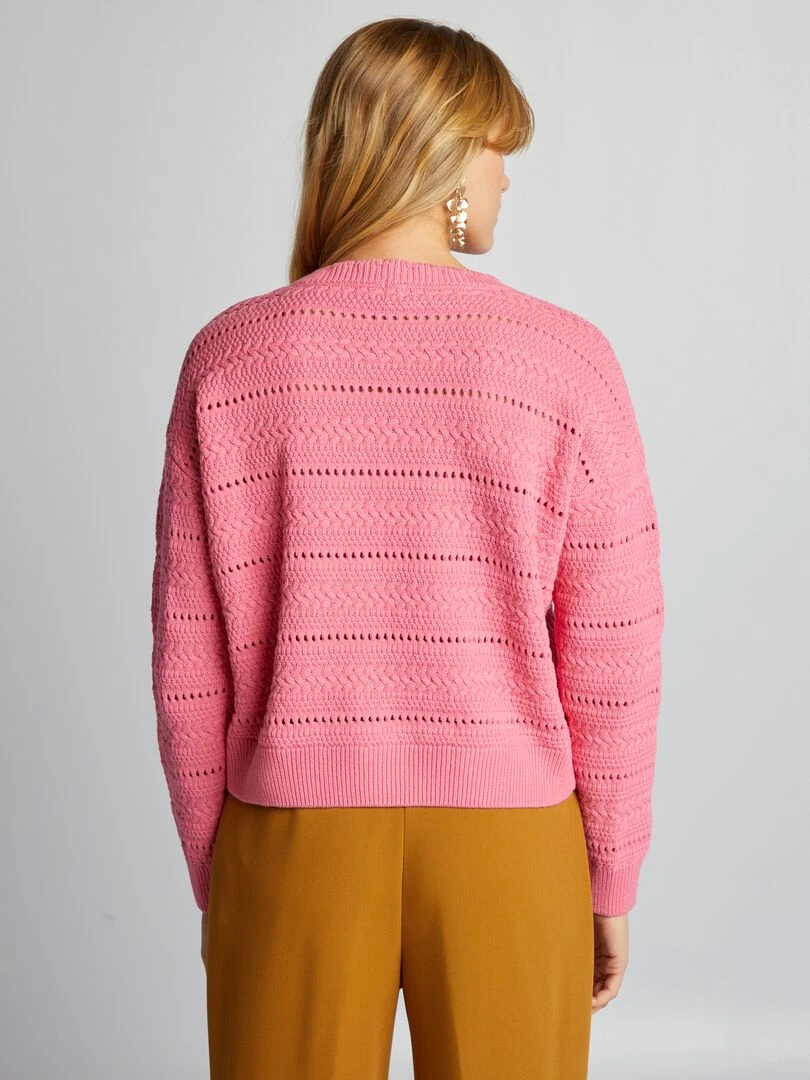 Pull en maille ajourée   Rose