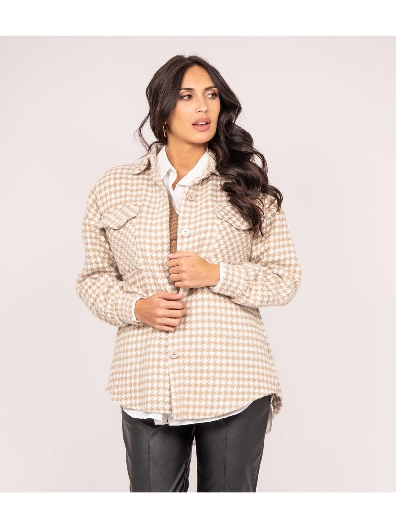 Surchemise pied de poule UVEL Beige clair