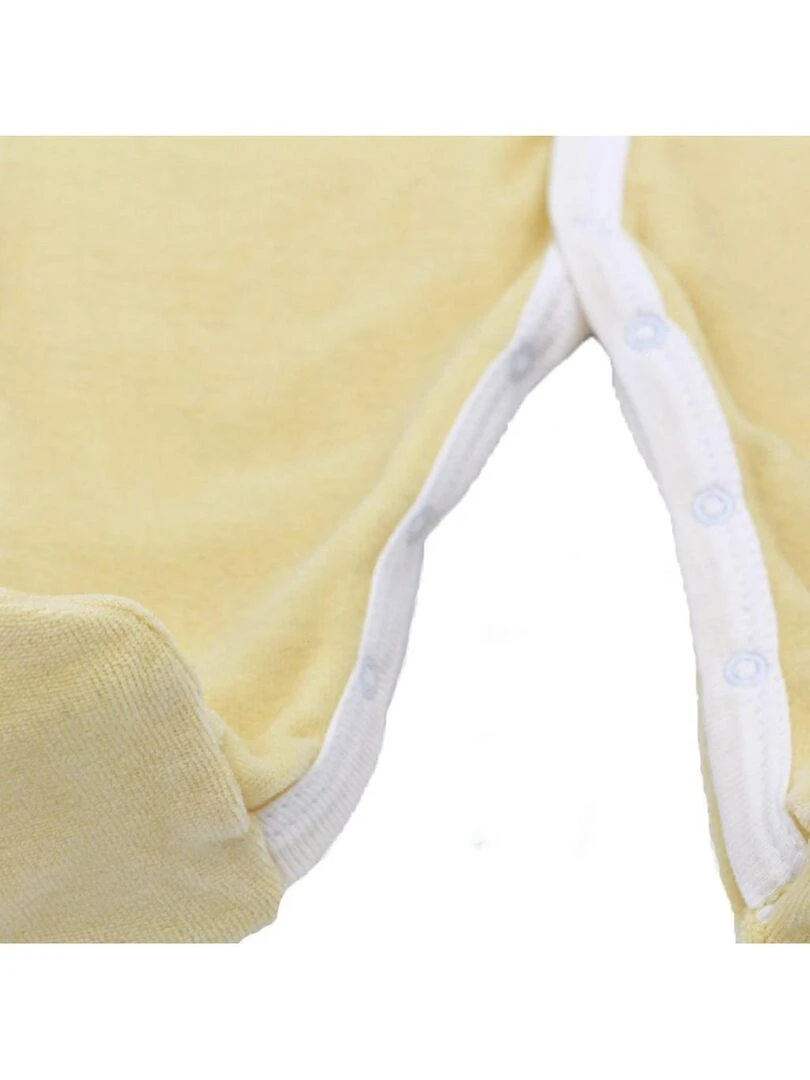 Pyjama velours   100% coton biologique   1 à 6 mois   Jaune poussin