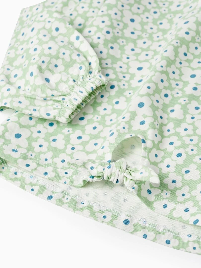 T shirt à manches longues avec nœud pour fille 'Floral' manches longues THE WAVE TRIBE   Vert clair