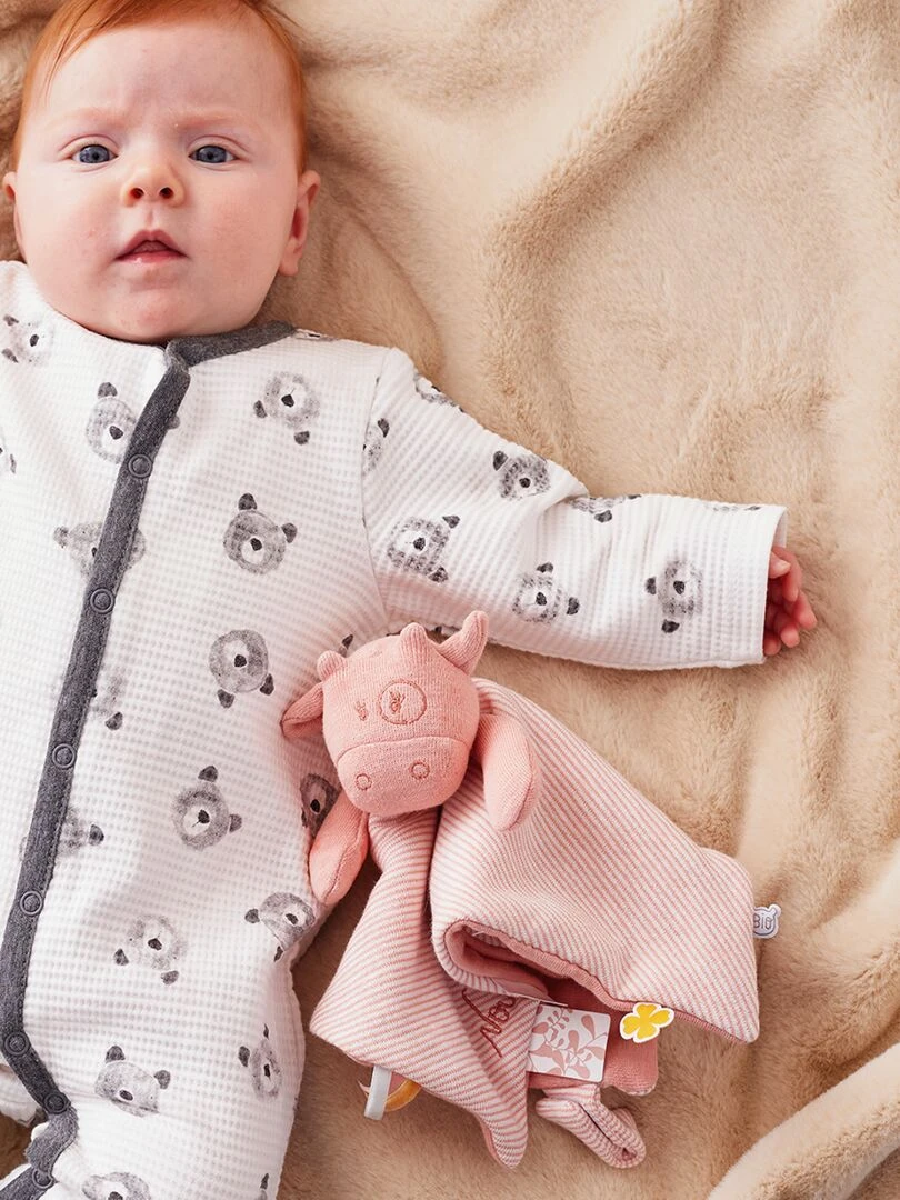 Doudou Plat Attache Sucette Iconiques Lola Rose Rose