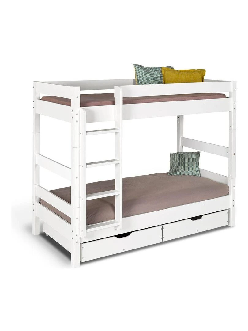 Lot de 2 tiroirs pour lit superposé Aaron   AKITEN RETAIL   Blanc Blanc