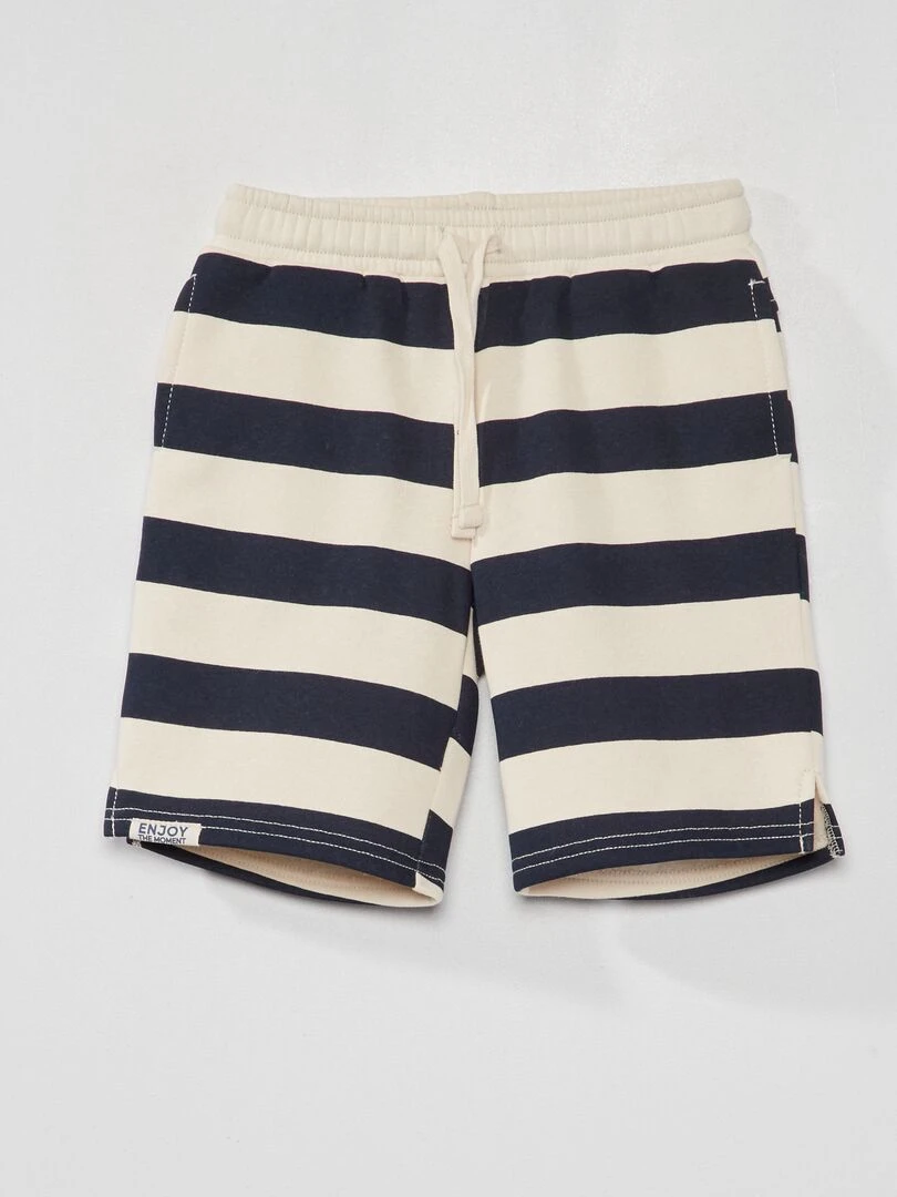 Short en molleton rayé Marine/blanc