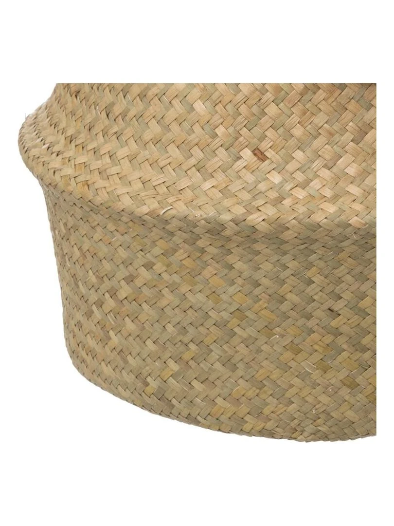 Panier pliable en roseau avec pompons D33   Beige