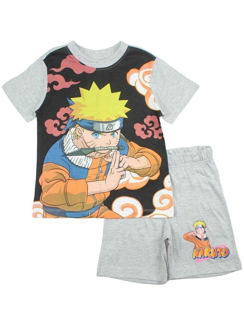 Naruto Ensemble T shirt short garçon Imprimé Naruto Gris