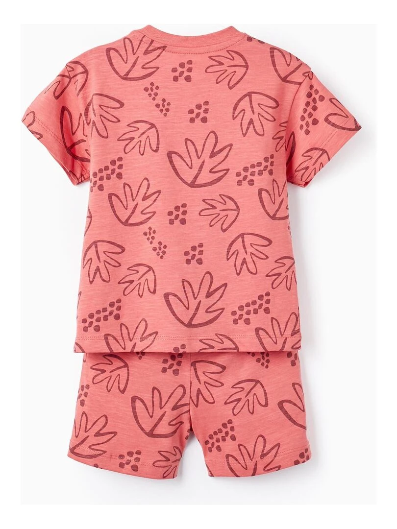 T Shirt + Short en Coton pour Garçon 'Feuilles' CUBA Rose