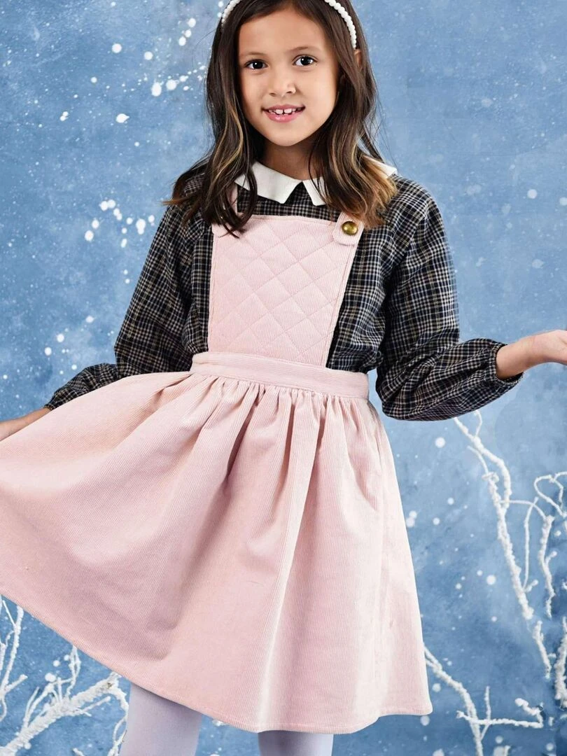 Ensemble Robe salopette & blouse col Claudine 'LA FAUTE A VOLTAIRE' Gris Rose