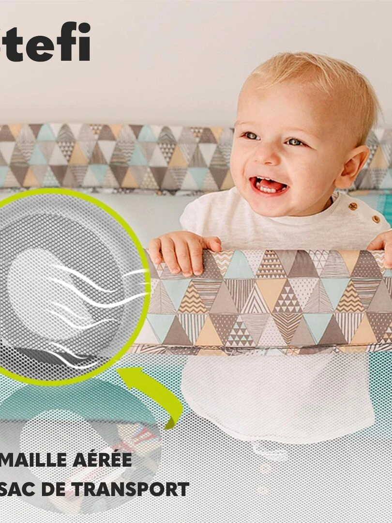 LIONELO Stefi   Lit parapluie bébé compact 2en1   125 x 65 x 73 cm   De 0 36 mois   Avec de sac   Gris Jaune