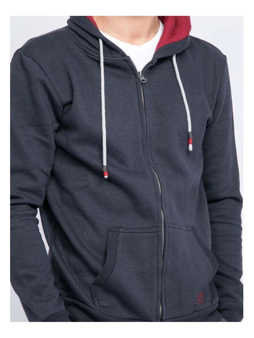 Sweat zippé capuche WAMIN   Bleu marine