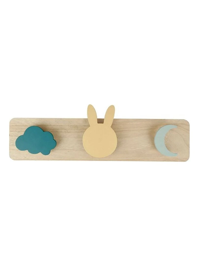 Patère bois lapin vert doré Beige