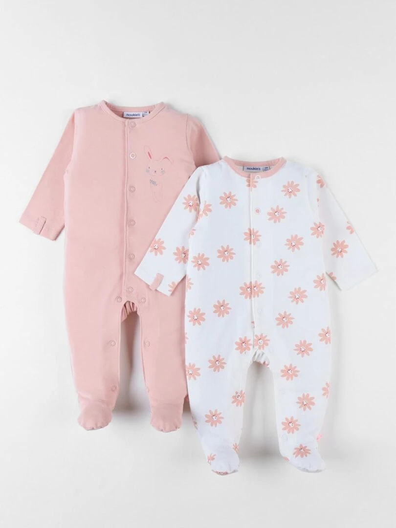 Set de 2 pyjamas 1 pièce écru/blush Noukie's Rose