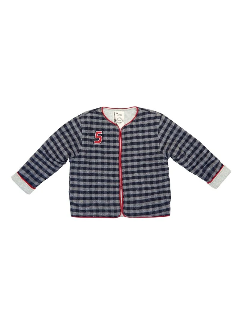 Veste Matelassée Fille  Laine Carrx Vichy Gris  ELOÏSE   'LA FAUTE A VOLTAIRE'   Gris foncé