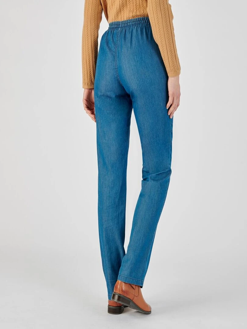 Pantalon toile chambray pur coton   Damart   Bleu foncé