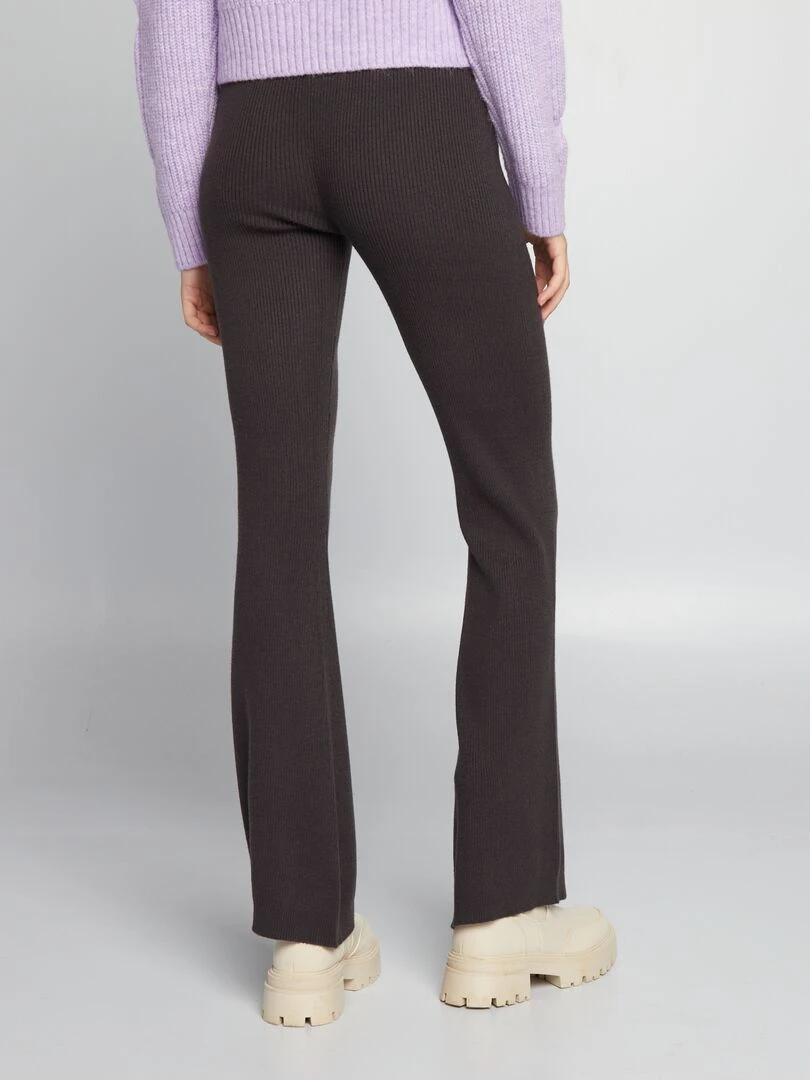 Pantalon large en maille côtelée   Gris