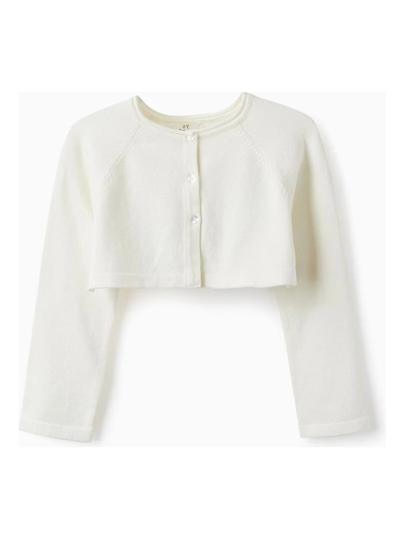 Gilet en Maille Boléro pour Fille CÉRÉMONIE Blanc