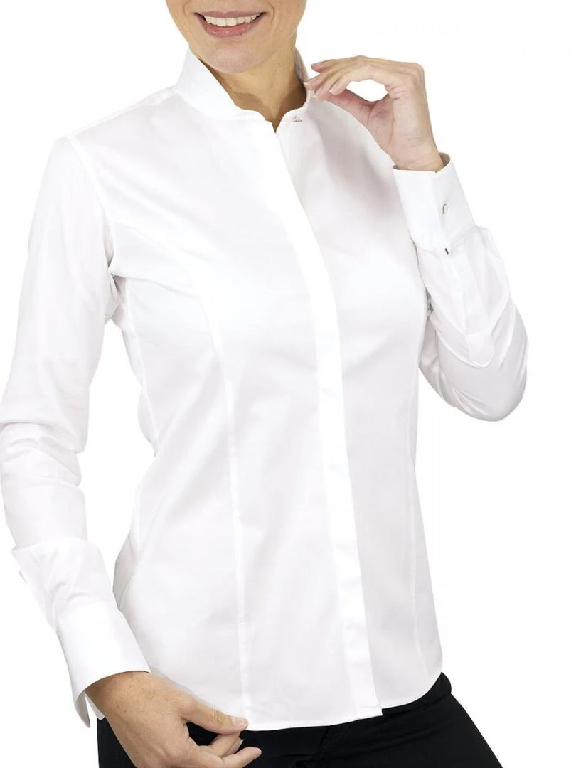 Chemise femme col mao CHIARA Blanc