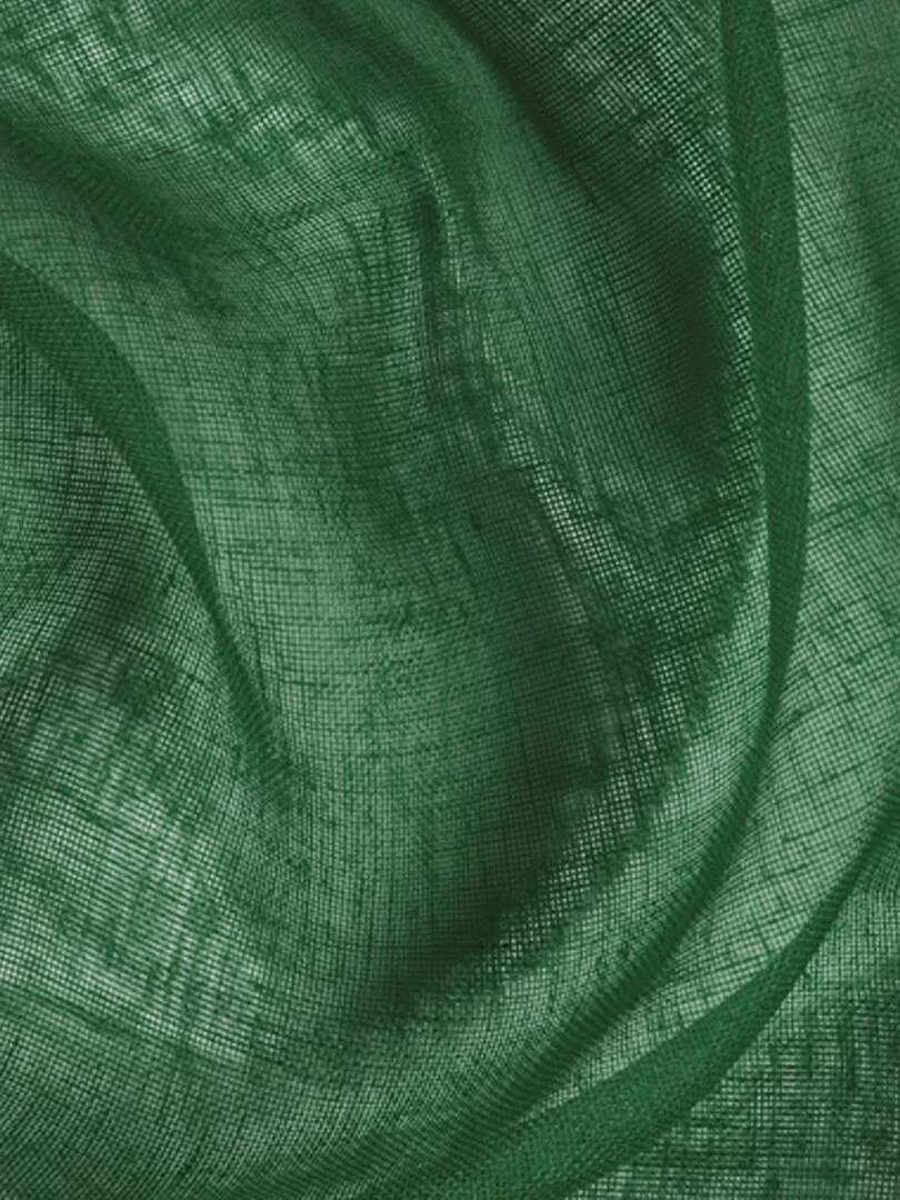 Paire de vitrages unis et tamisants en poly/lin Vert sapin