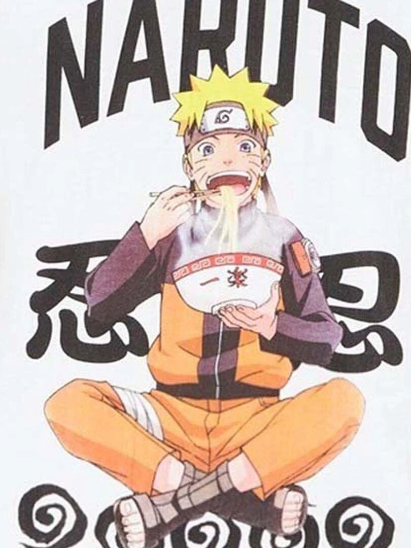 Disney   T shirt garçon imprimé Naruto en coton   Blanc