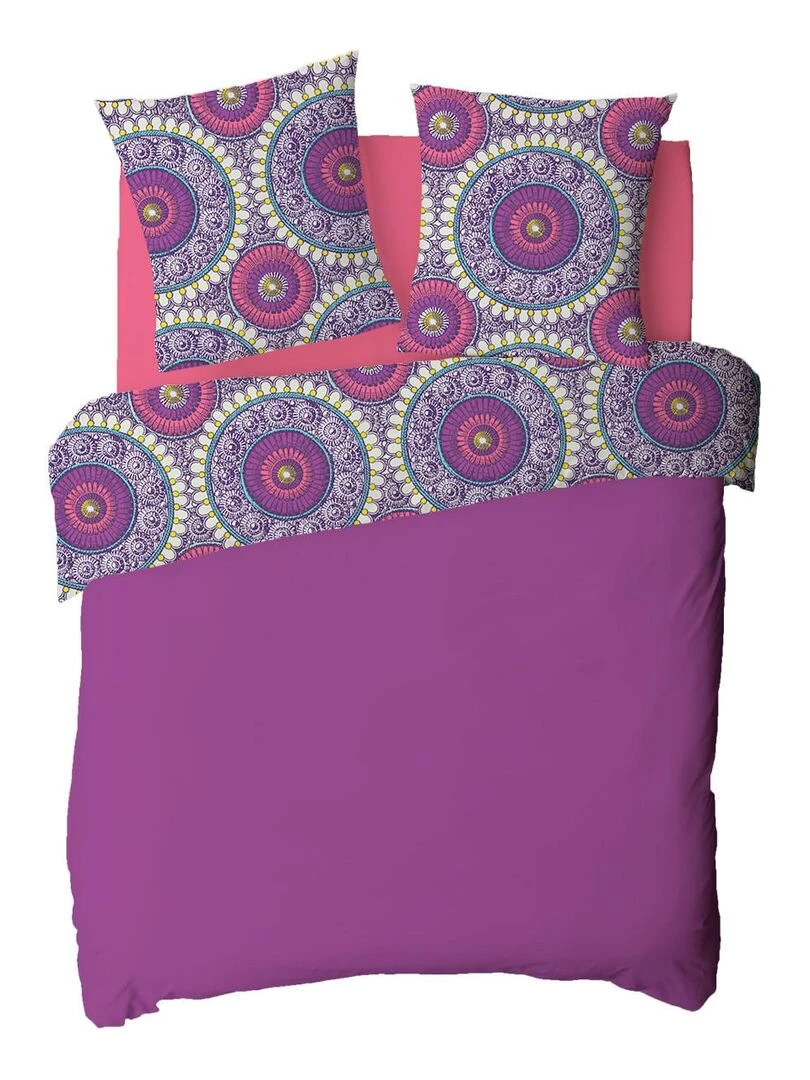 Future Home   Parure de lit 2 personnes en satin 78 fils imprimé violet   Violet