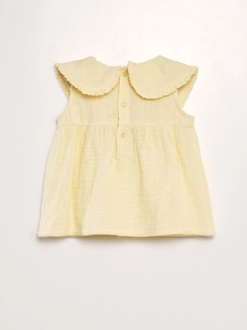 Blouse en gaze de coton avec plumetis Jaune