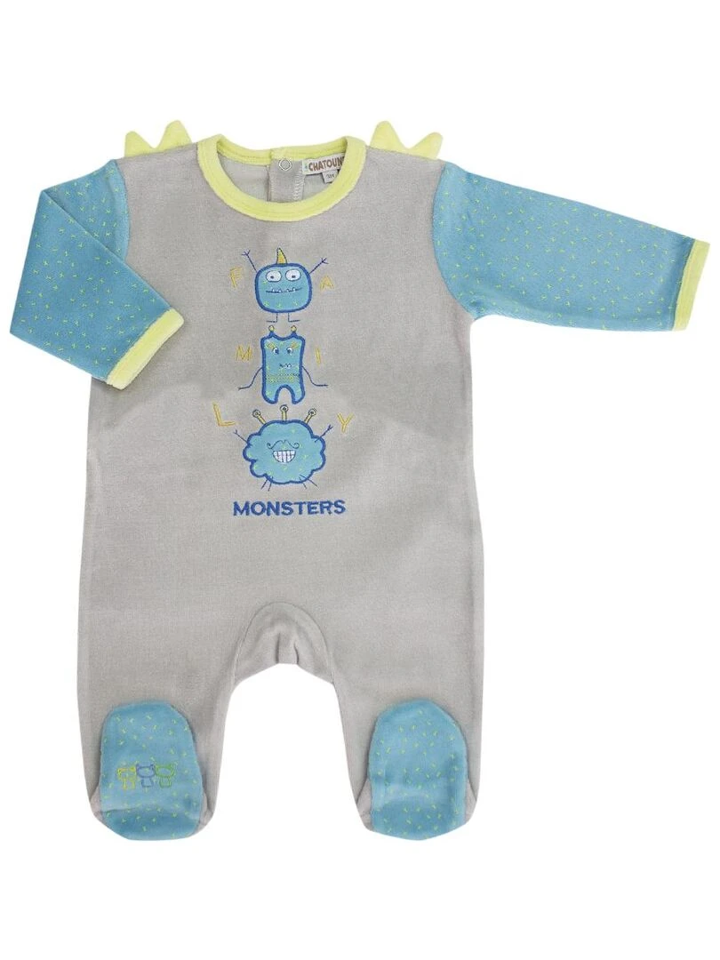 Pyjama "MONSTRE" LES CHATOUNETS Bleu Gris