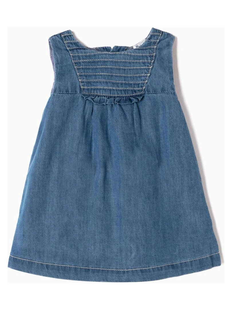 Robe en Jean avec bloomer nouveau née manches courtes  ESSENTIALS LINE   Bleu