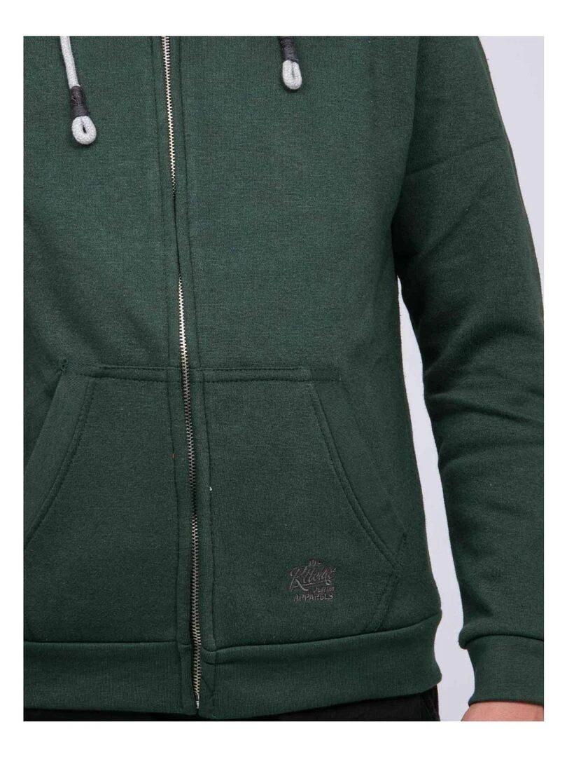 Sweat zippé capuche WAMIN J   Vert