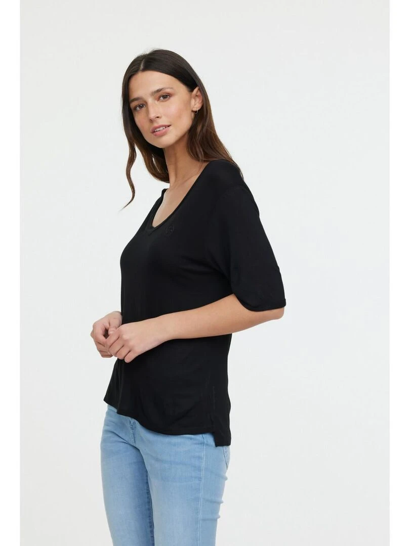 Lee Cooper   T Shirt manches courtes viscose regular ADOUNA M   Noir