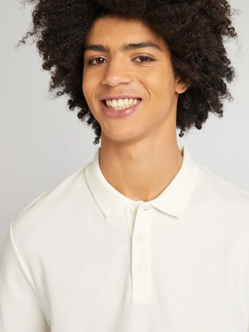 Polo en piqué de coton   Blanc cassé