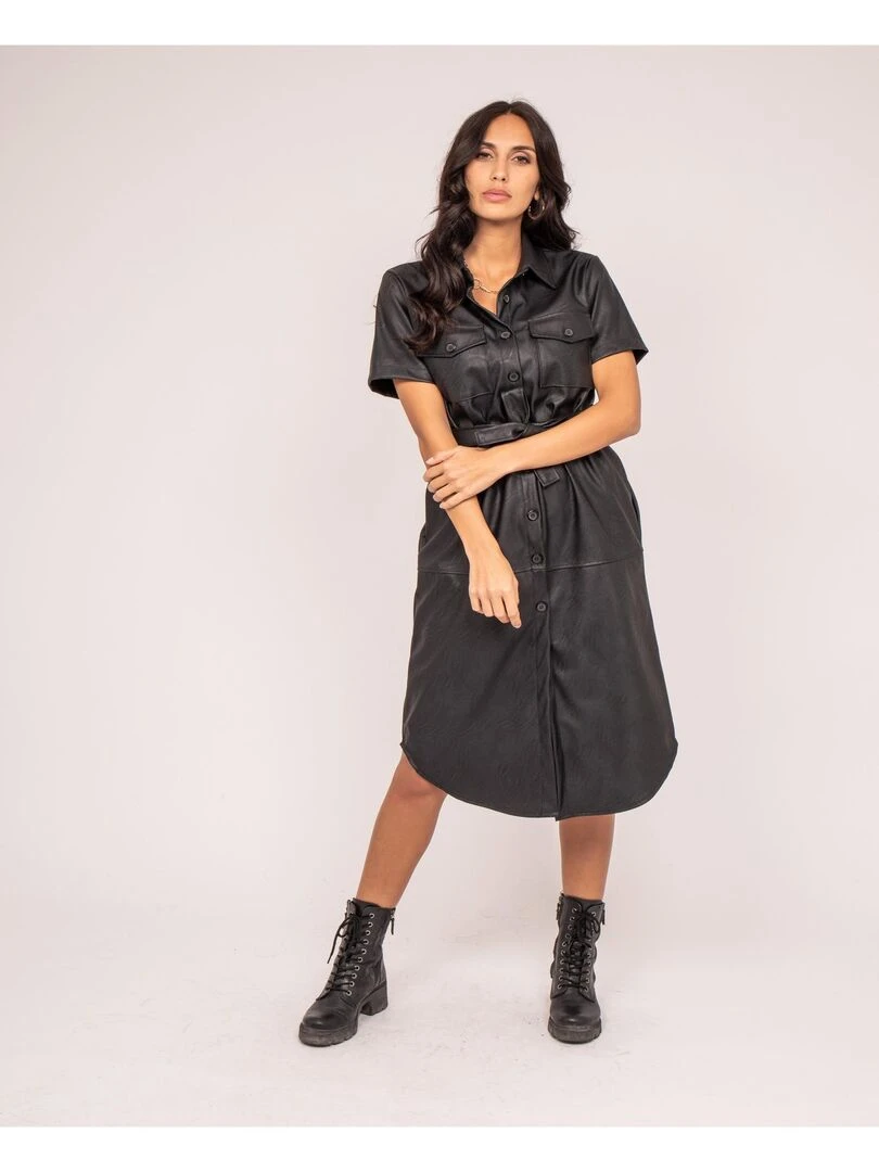 Robe courte simili cuir IRRLY Noir